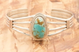 Genuine Number 8 Mine Turquoise Sterling Silver Bracelet